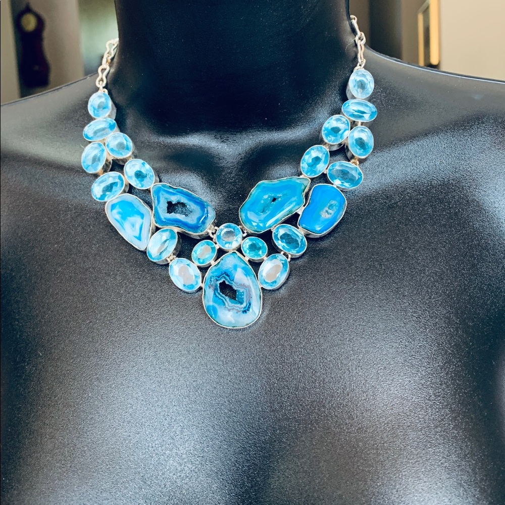 Unique Genuine Topaz & Quartz necklace